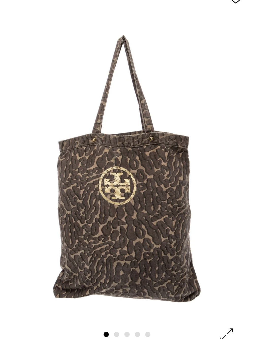 Tory Burch Tote Bag in Brown Leopard Print with Gold Logo